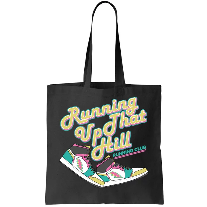 Running Up That Hill Retro Running Marathon Track Cross Tote Bag