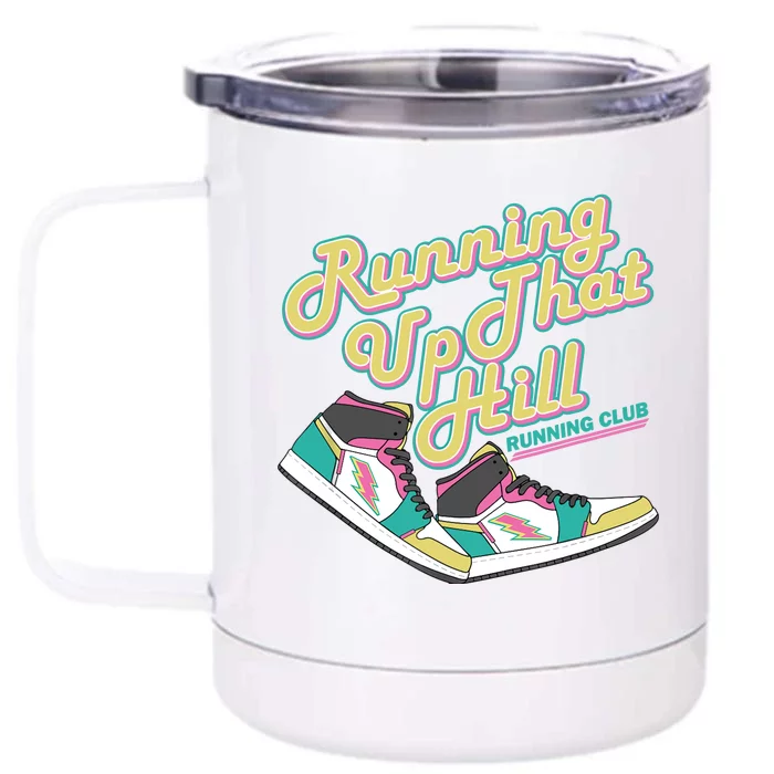 Running Up That Hill Retro Running Marathon Track Cross Front & Back 12oz Stainless Steel Tumbler Cup