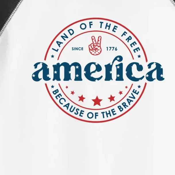 Retro Usa Tie Dye Land Of The Free America Because The Brave Great Gift Toddler Fine Jersey T-Shirt