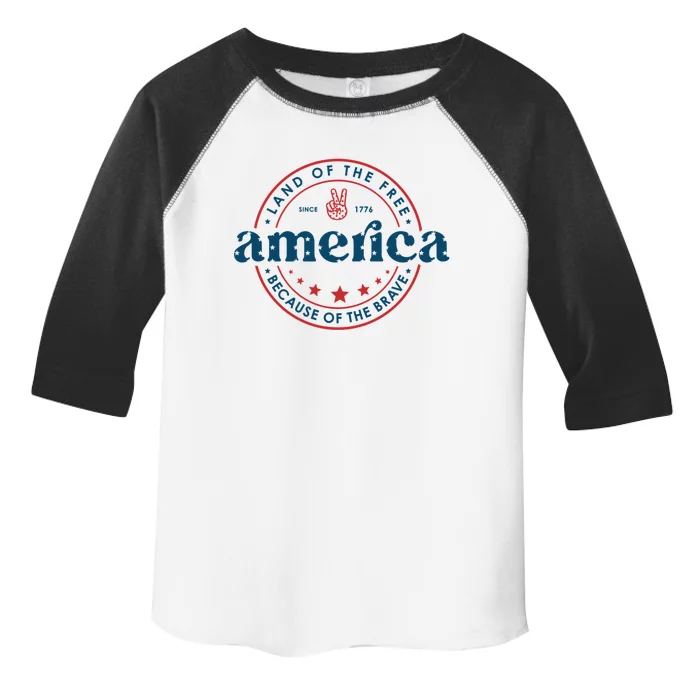 Retro Usa Tie Dye Land Of The Free America Because The Brave Great Gift Toddler Fine Jersey T-Shirt