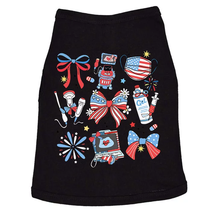 Retro Ultrasound Tech Coquette 4th Of July Sonographer Girly Doggie Tank