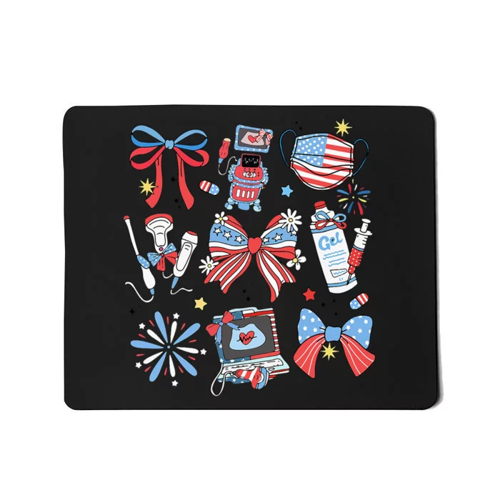 Retro Ultrasound Tech Coquette 4th Of July Sonographer Girly Mousepad