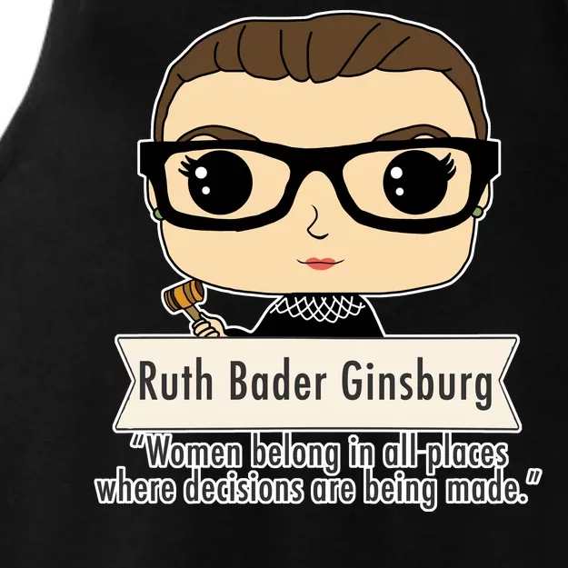 Ruth Bader Ginsburg Cute Cartoon Quote Ladies Tri-Blend Wicking Tank