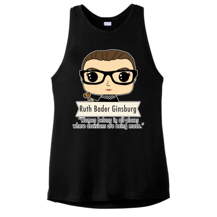 Ruth Bader Ginsburg Cute Cartoon Quote Ladies Tri-Blend Wicking Tank