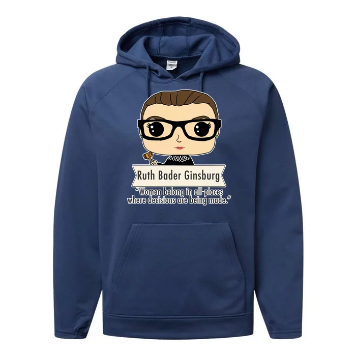 Ruth Bader Ginsburg Cute Cartoon Quote Performance Fleece Hoodie