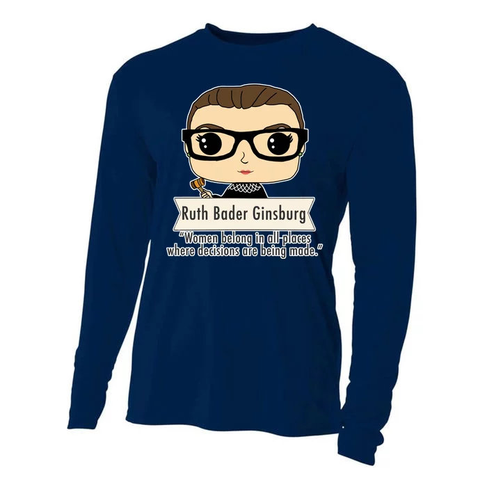 Ruth Bader Ginsburg Cute Cartoon Quote Cooling Performance Long Sleeve Crew