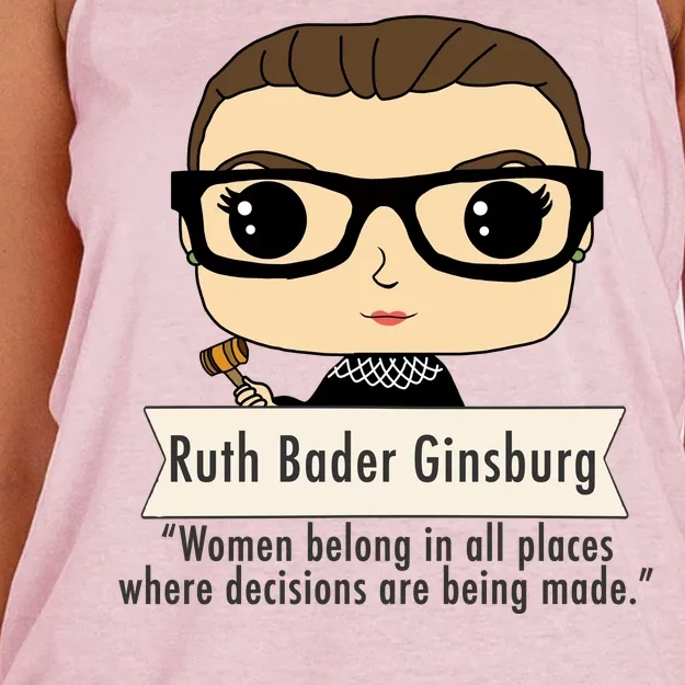 Ruth Bader Ginsburg Cute Cartoon Quote Women's Knotted Racerback Tank