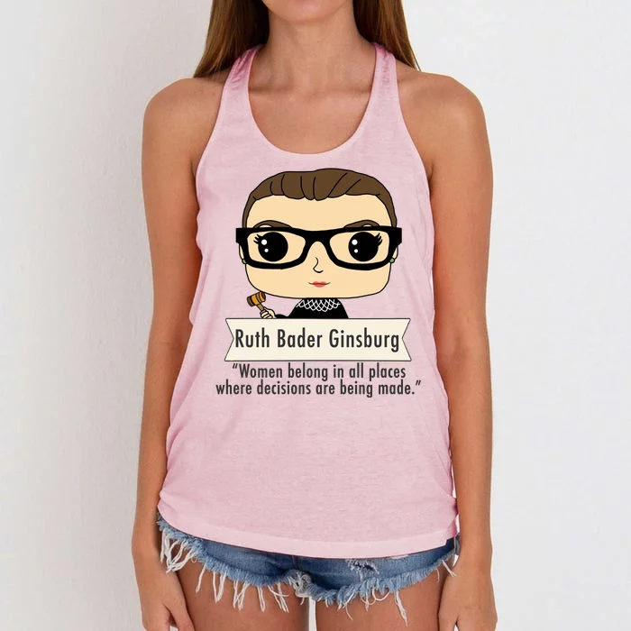 Ruth Bader Ginsburg Cute Cartoon Quote Women's Knotted Racerback Tank