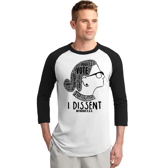 Ruth Bader Ginsburg I Dissent Notorious RBG Tribute Quotes Baseball Sleeve Shirt