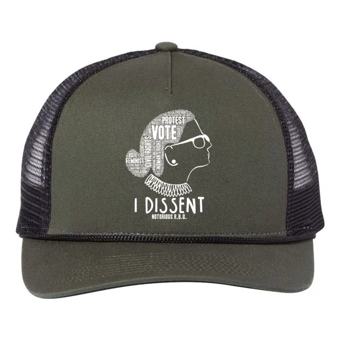 Ruth Bader Ginsburg I Dissent Notorious RBG Tribute Quotes Retro Rope Trucker Hat Cap