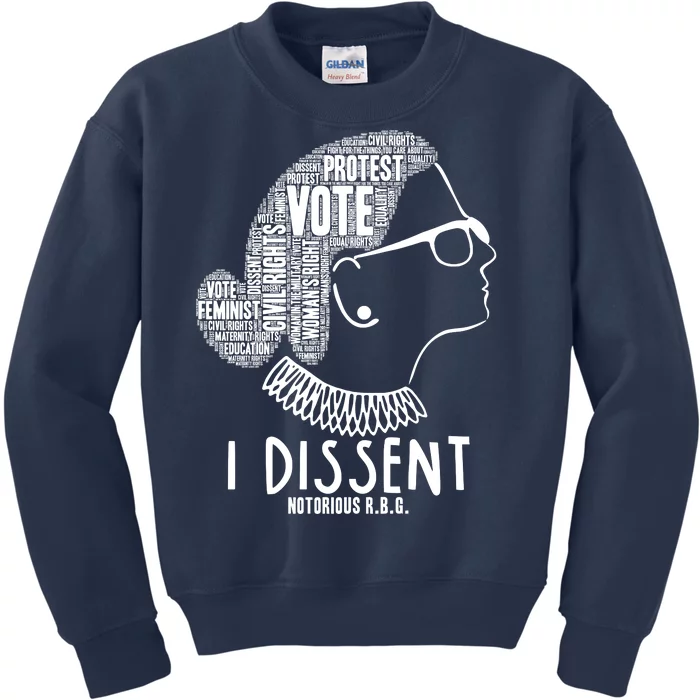 Ruth Bader Ginsburg I Dissent Notorious RBG Tribute Quotes Kids Sweatshirt