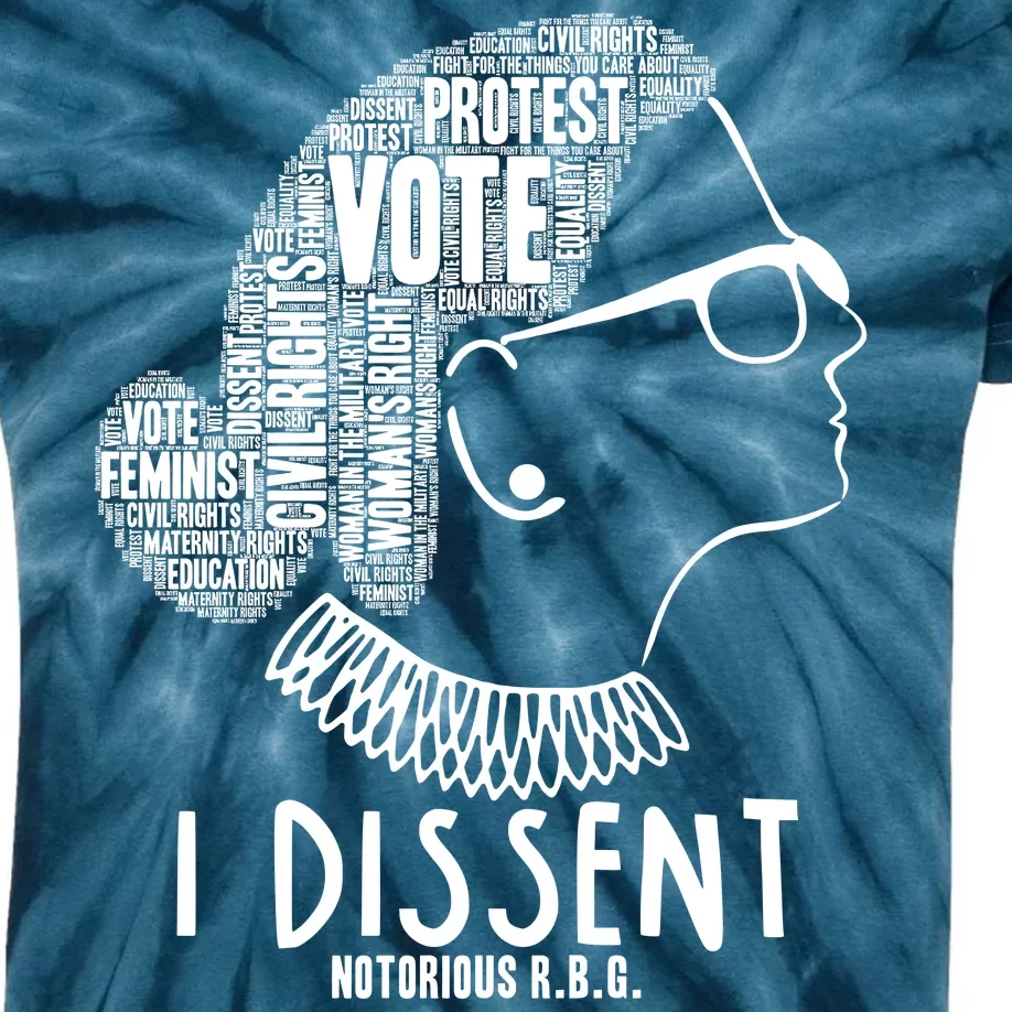 Ruth Bader Ginsburg I Dissent Notorious RBG Tribute Quotes Kids Tie-Dye T-Shirt