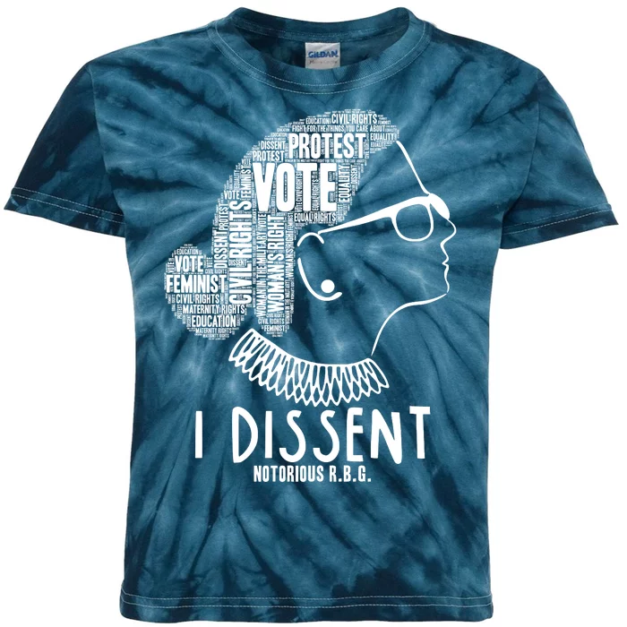 Ruth Bader Ginsburg I Dissent Notorious RBG Tribute Quotes Kids Tie-Dye T-Shirt