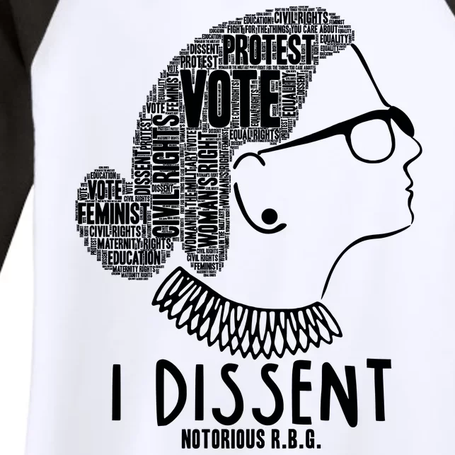 Ruth Bader Ginsburg I Dissent Notorious RBG Tribute Quotes Women's Tri-Blend 3/4-Sleeve Raglan Shirt