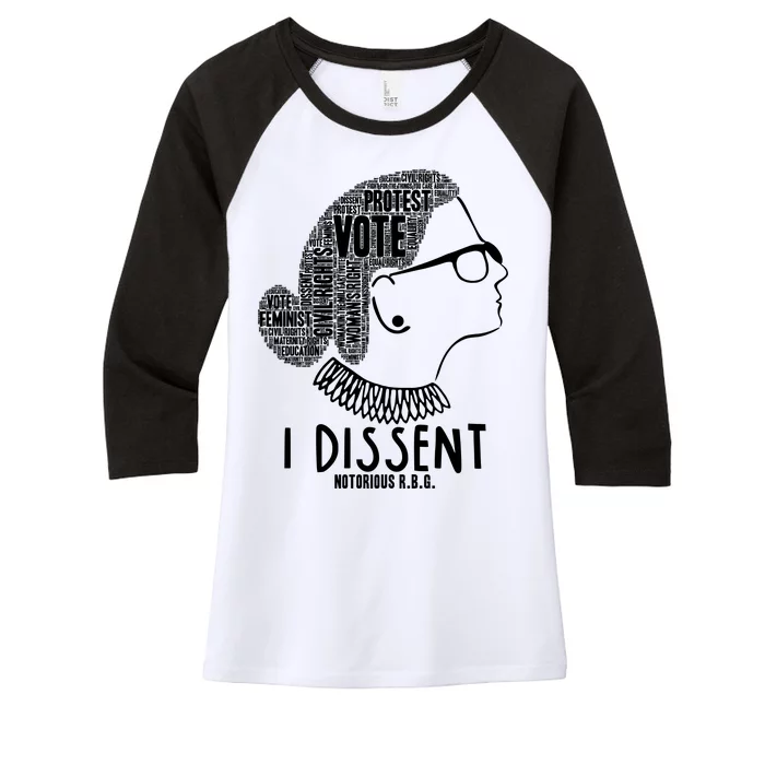 Ruth Bader Ginsburg I Dissent Notorious RBG Tribute Quotes Women's Tri-Blend 3/4-Sleeve Raglan Shirt