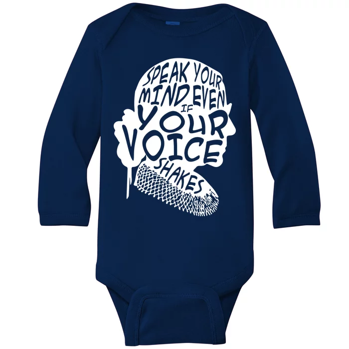 Ruth Bader Ginsburg Speak Your Mind Baby Long Sleeve Bodysuit