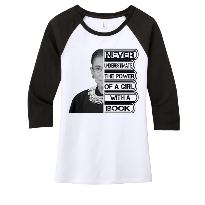 Ruth Never Underestimate a Power of a Book Women's Tri-Blend 3/4-Sleeve Raglan Shirt