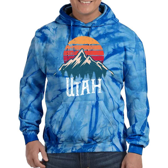 Retro Utah Ut Mountains Outdoor Wildness Funny Gift Tie Dye Hoodie