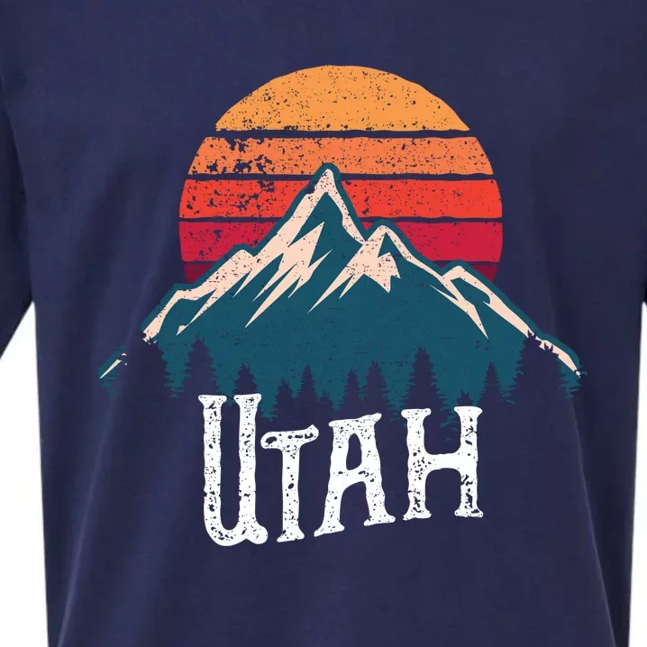 Retro Utah Ut Mountains Outdoor Wildness Funny Gift Sueded Cloud Jersey T-Shirt