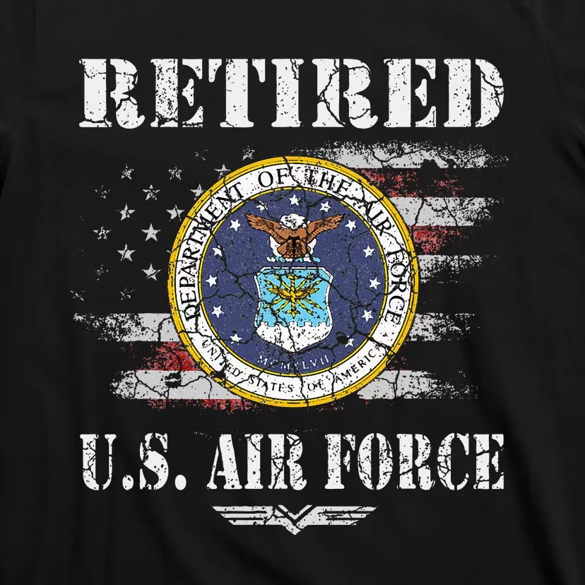 Retired Us Veteran Usaf Veteran Flag T-Shirt