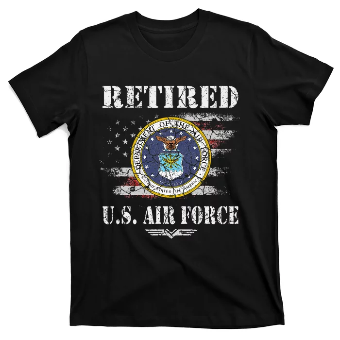 Retired Us Veteran Usaf Veteran Flag T-Shirt