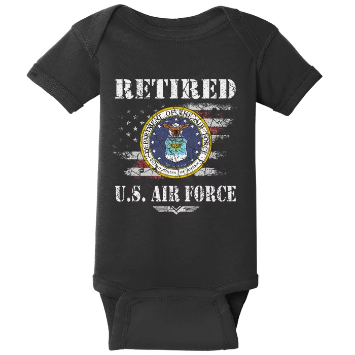 Retired Us Veteran Usaf Veteran Flag Baby Bodysuit