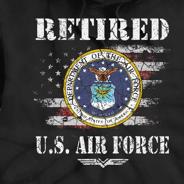 Retired Us Veteran Usaf Veteran Flag Tie Dye Hoodie