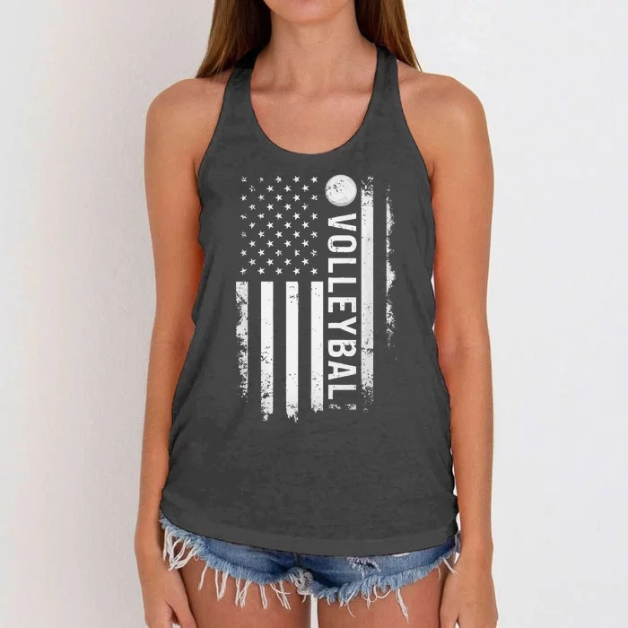 retro US Volleyball Practice USA Flag American Women's Knotted Racerback Tank