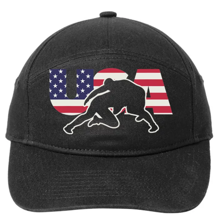 Retro USA Wrestling Apparel  American Gifts for US Wrestler 7-Panel Snapback Hat