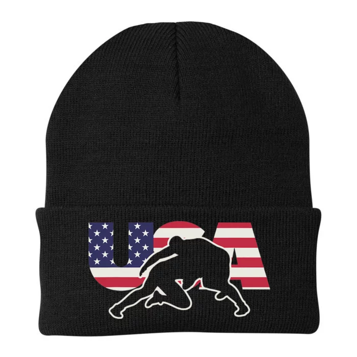 Retro USA Wrestling Apparel  American Gifts for US Wrestler Knit Cap Winter Beanie