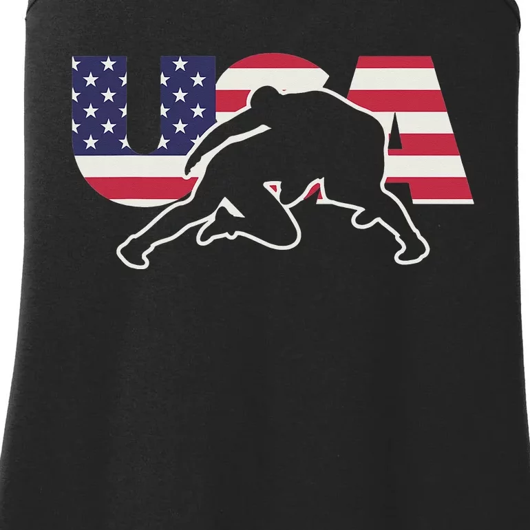 Retro USA Wrestling Apparel  American Gifts for US Wrestler Ladies Essential Tank