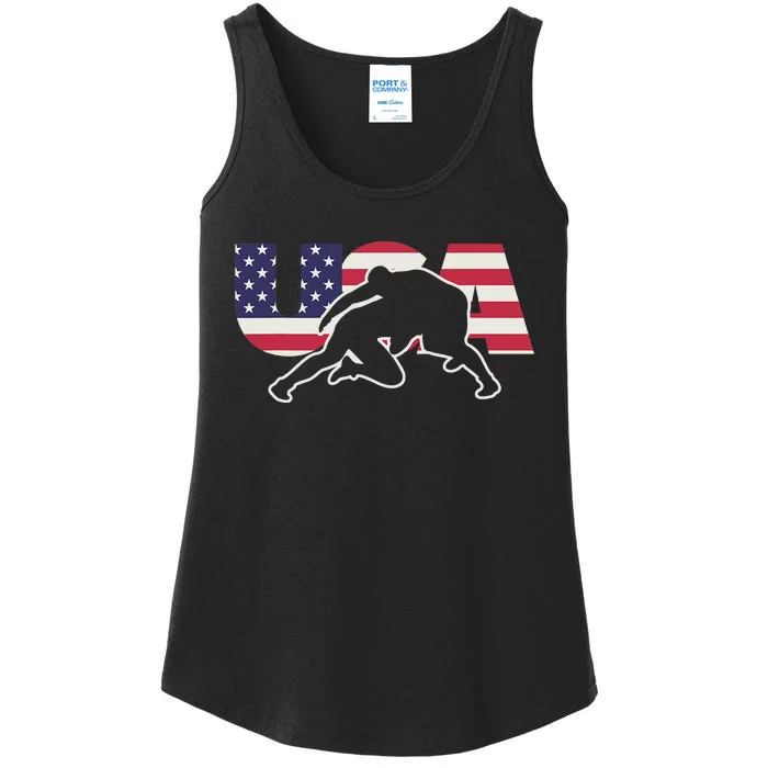 Retro USA Wrestling Apparel  American Gifts for US Wrestler Ladies Essential Tank