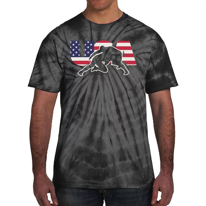 Retro USA Wrestling Apparel  American Gifts for US Wrestler Tie-Dye T-Shirt