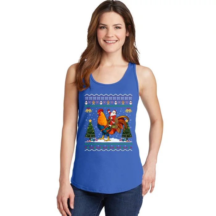 Rooster Ugly Xmas Gift Santa Riding Rooster Christmas Great Gift Ladies Essential Tank