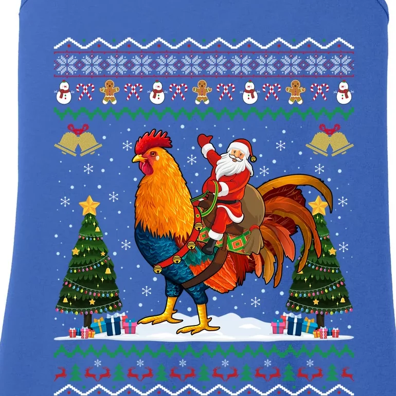 Rooster Ugly Xmas Gift Santa Riding Rooster Christmas Great Gift Ladies Essential Tank