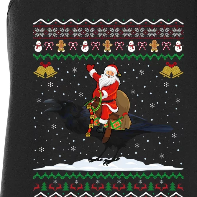 Raven Ugly Xmas Gift Santa Riding Raven Christmas Women's Racerback Tank