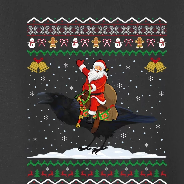 Raven Ugly Xmas Gift Santa Riding Raven Christmas Toddler T-Shirt