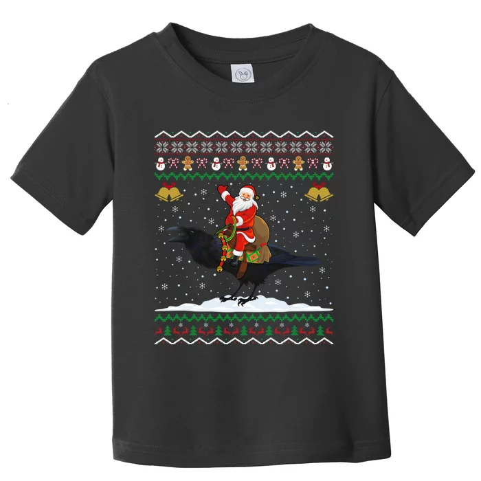 Raven Ugly Xmas Gift Santa Riding Raven Christmas Toddler T-Shirt