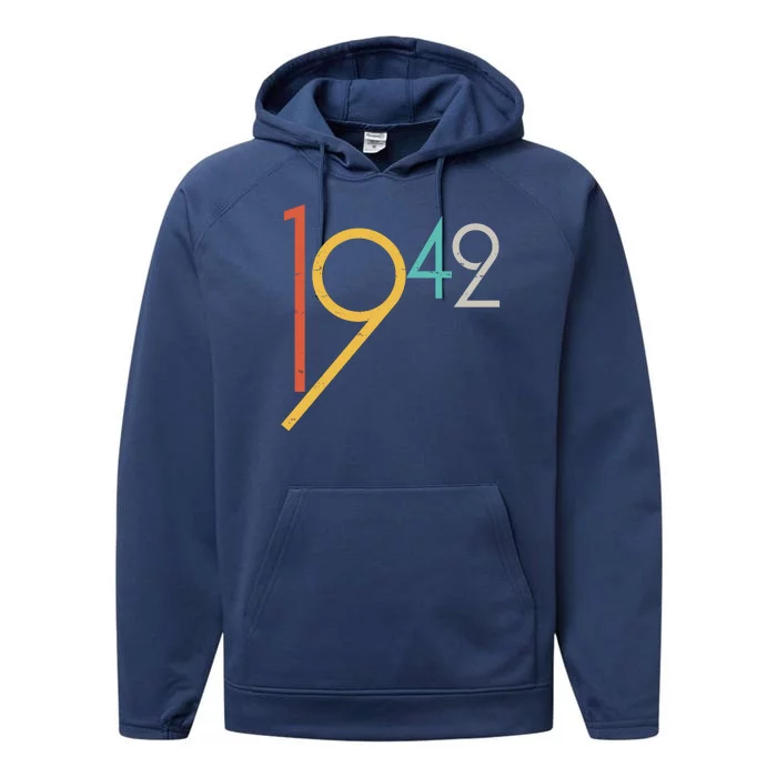 Retro Vintage 1942 80th Birthday Performance Fleece Hoodie