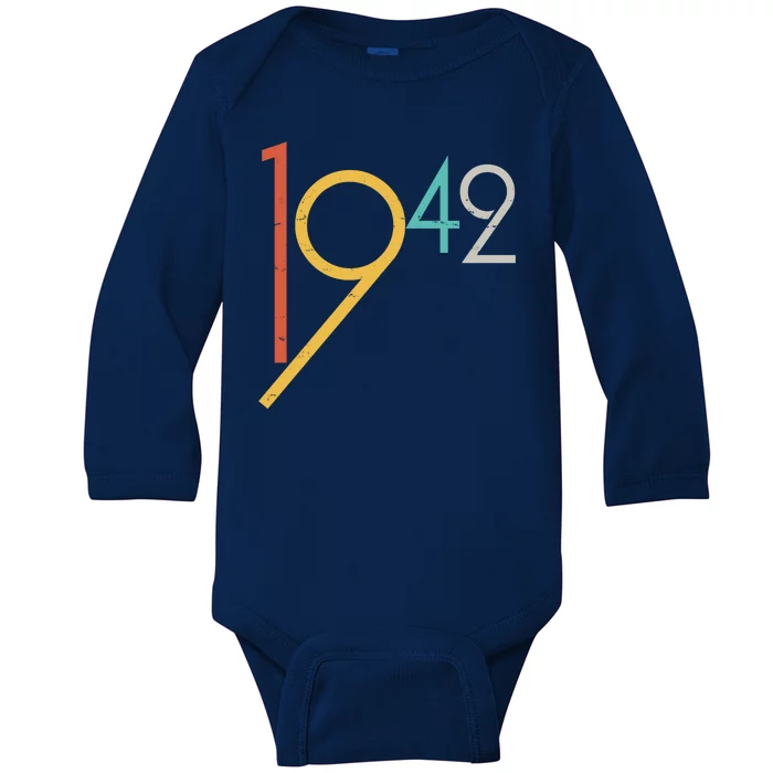 Retro Vintage 1942 80th Birthday Baby Long Sleeve Bodysuit