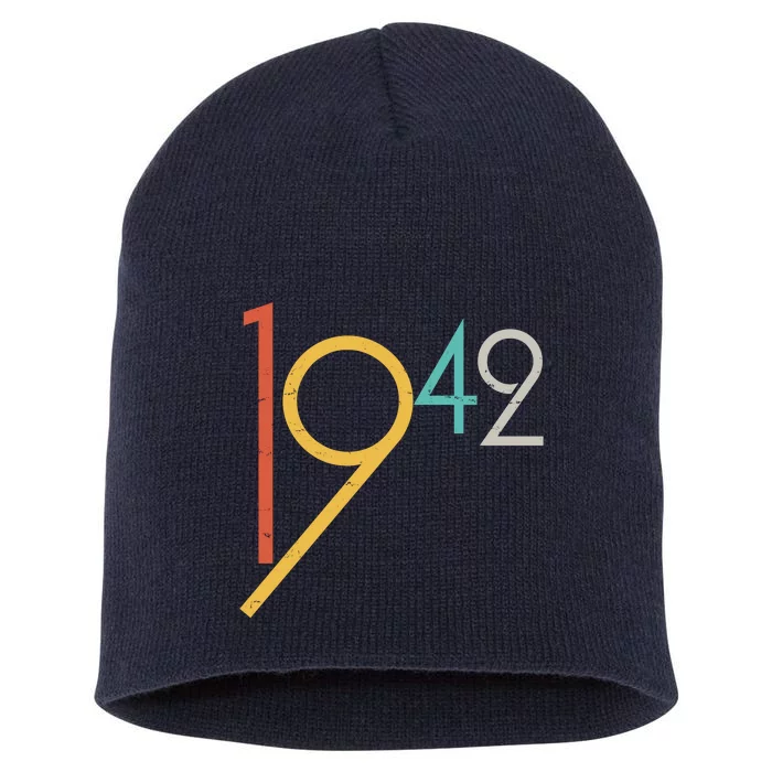 Retro Vintage 1942 80th Birthday Short Acrylic Beanie