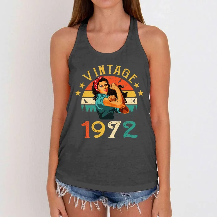 Retro Vintage 1972 Made In 1972 50 Years Old 50th Birthday Women's Knotted Racerback Tank