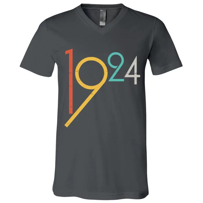 Retro Vintage 1924 100th Birthday V-Neck T-Shirt