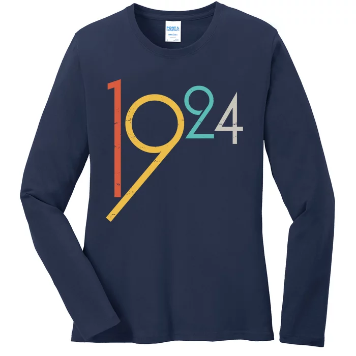 Retro Vintage 1924 100th Birthday Ladies Long Sleeve Shirt