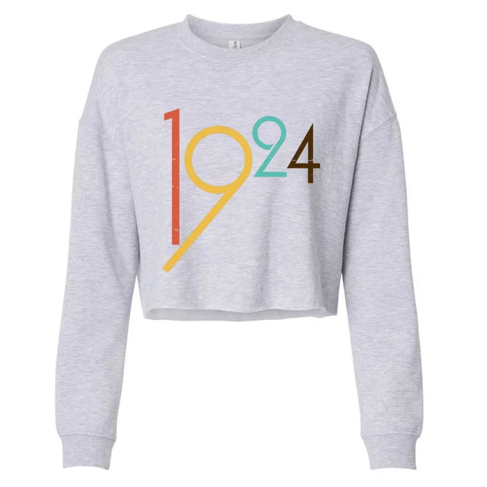 Retro Vintage 1924 100th Birthday Cropped Pullover Crew