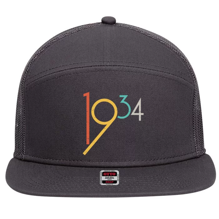 Retro Vintage 1934 90th Birthday 7 Panel Mesh Trucker Snapback Hat