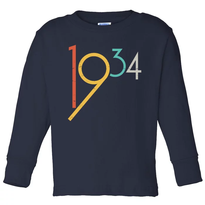 Retro Vintage 1934 90th Birthday Toddler Long Sleeve Shirt