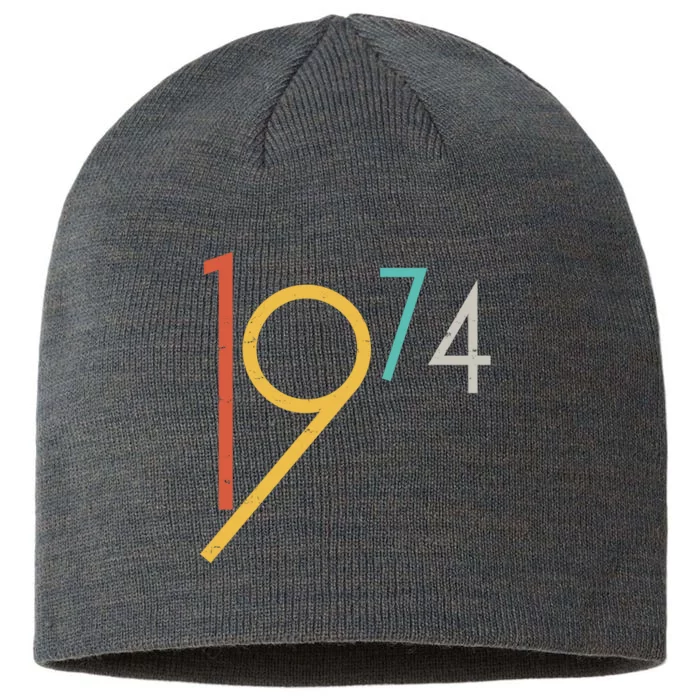 Retro Vintage 1974 50th Birthday 8 1/2in Sustainable Knit Beanie