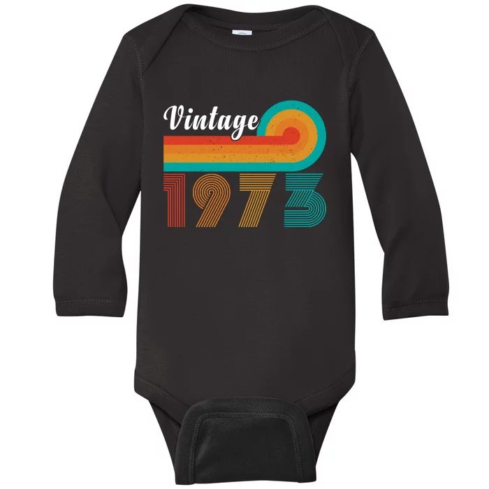 Retro Vintage 1973 T Baby Long Sleeve Bodysuit