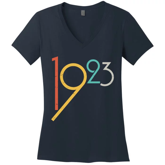 Retro Vintage 1923 100th Birthday Women's V-Neck T-Shirt